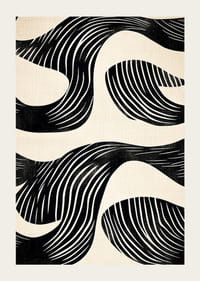 Čierne a biele čiary vytvárajú na tomto umeleckom plagáte hypnotické vzory-3