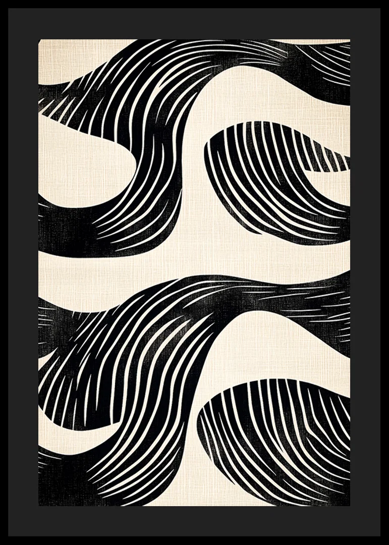 Black and white lines create hypnotic patterns in this artistic poster-12