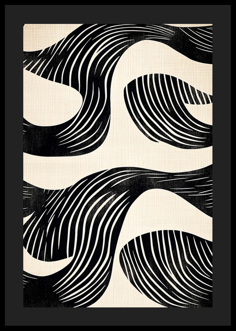 Čierne a biele čiary vytvárajú na tomto umeleckom plagáte hypnotické vzory-12