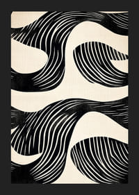 Čierne a biele čiary vytvárajú na tomto umeleckom plagáte hypnotické vzory-5