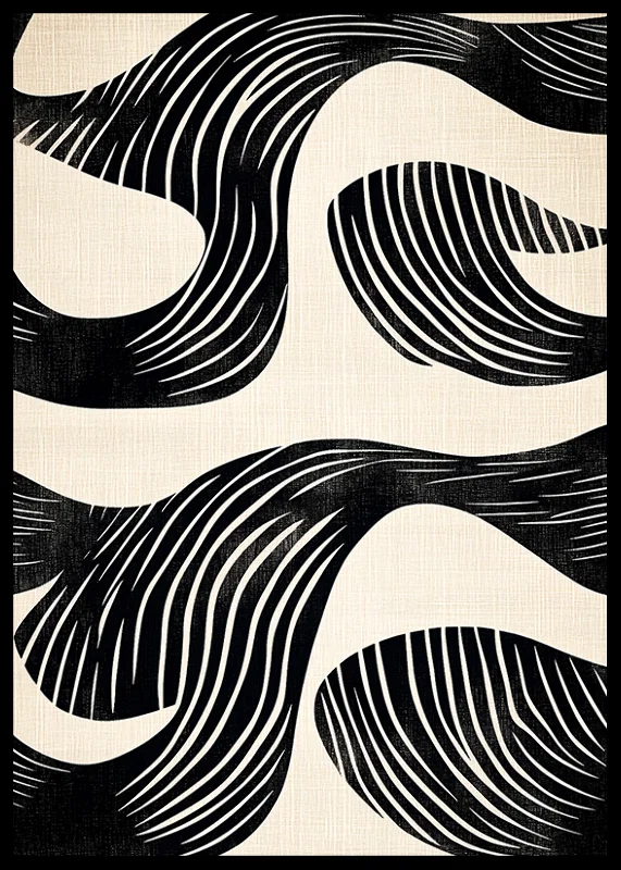 Black and white lines create hypnotic patterns in this artistic poster-12