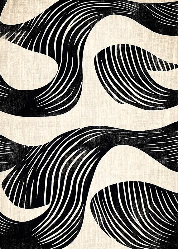 Black and white lines create hypnotic patterns in this artistic poster-12