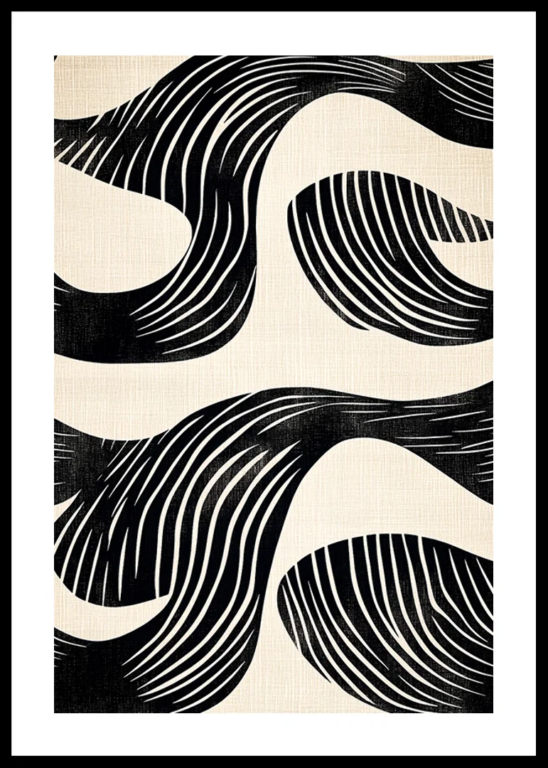 Black and white lines create hypnotic patterns in this artistic poster-12