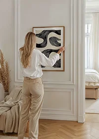 Black and white lines create hypnotic patterns in this artistic poster-8
