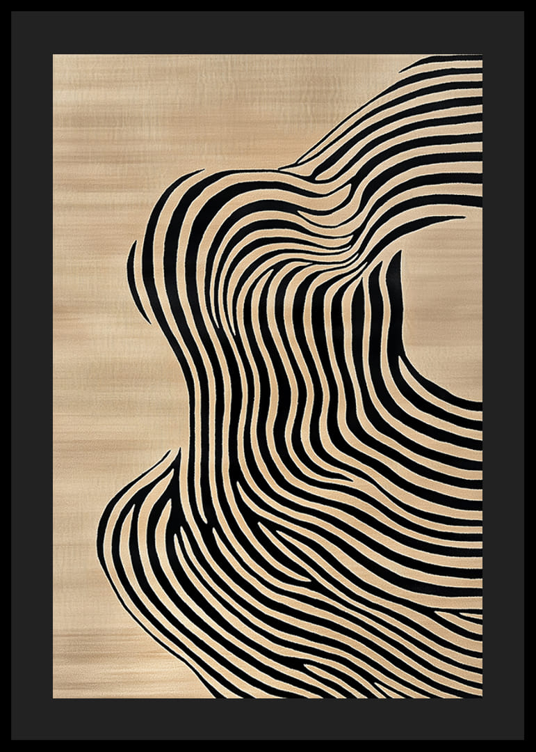 Svarte linjer flyter over beige bakgrunn og skaper bevegelse-12