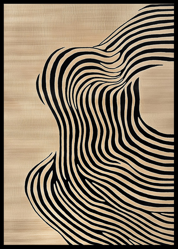 Black lines flow over beige background, creating movement-12