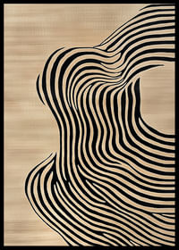Des lignes noires coulent sur un fond beige, créant du mouvement-2