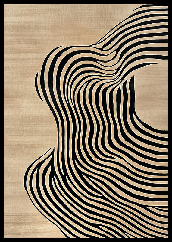 Des lignes noires coulent sur un fond beige, créant du mouvement-12