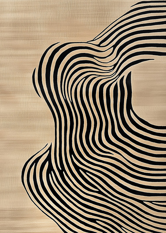 Black lines flow over beige background, creating movement-12