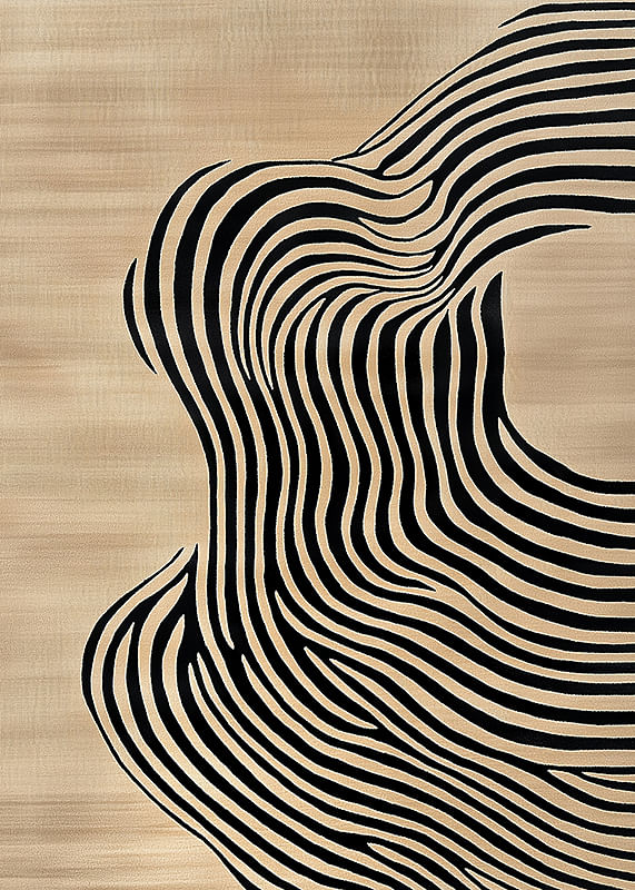 Des lignes noires coulent sur un fond beige, créant du mouvement-12