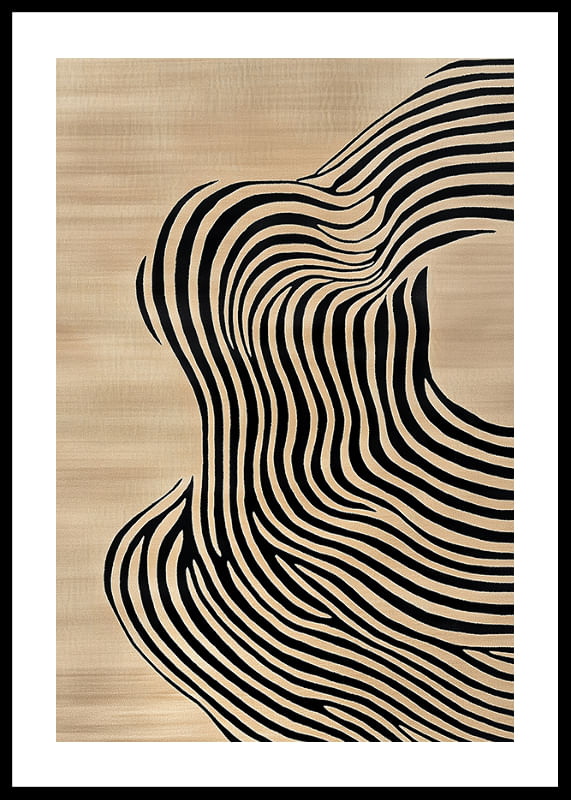 Des lignes noires coulent sur un fond beige, créant du mouvement-12