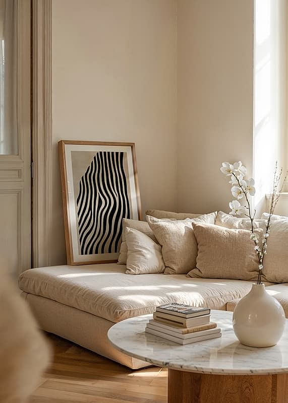 Golven van zwarte lijnen door een beige achtergrond creëren moderne elegantie-12