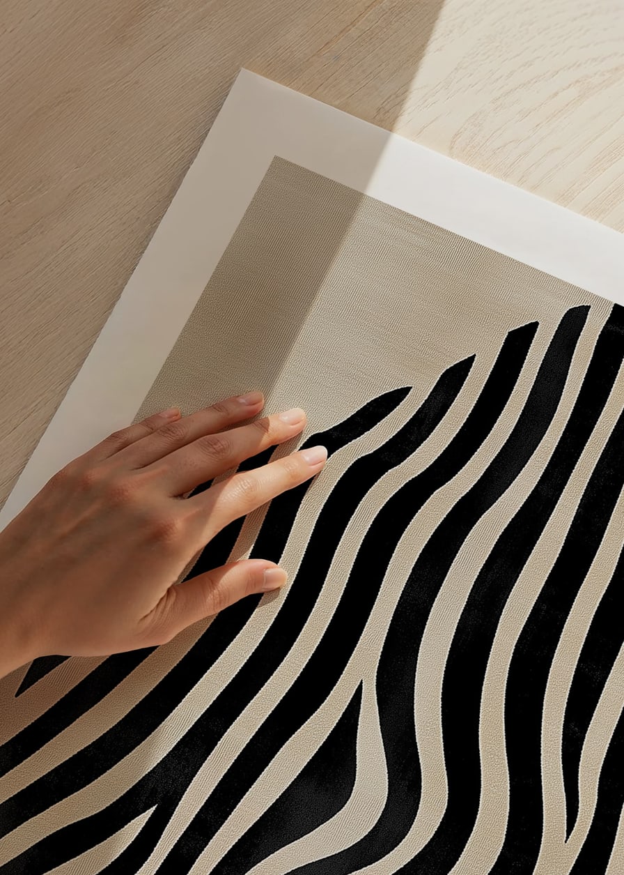 Svarta linjers vågor genom beige bakgrund skapar modern elegans-12