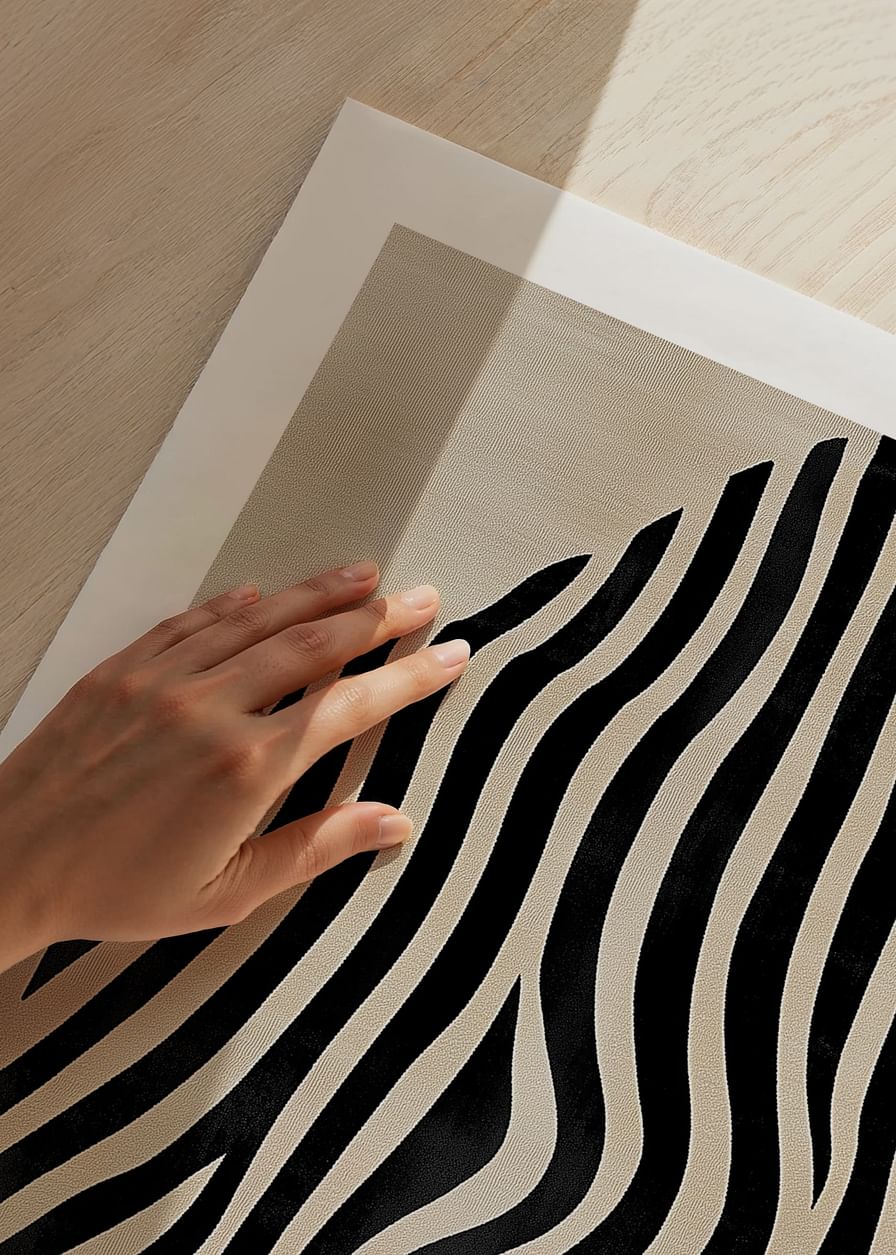 Golven van zwarte lijnen door een beige achtergrond creëren moderne elegantie-12