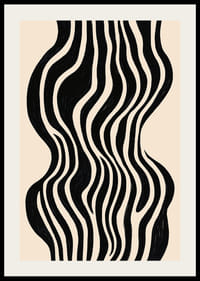 Czarne fale tańczą na beżowym tle, tworząc wizualną rytmiczność-2