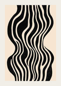 Czarne fale tańczą na beżowym tle, tworząc wizualną rytmiczność-3
