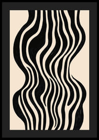 Czarne fale tańczą na beżowym tle, tworząc wizualną rytmiczność-4