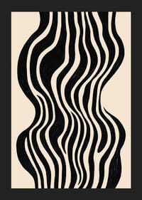 Czarne fale tańczą na beżowym tle, tworząc wizualną rytmiczność-5