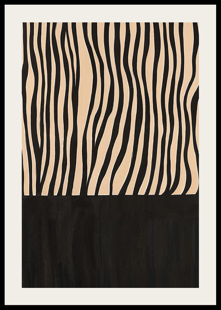 Elegantiškos juodos ir baltos juostelės sukuria hipnotizuojantį ritmą kambaryje-12
