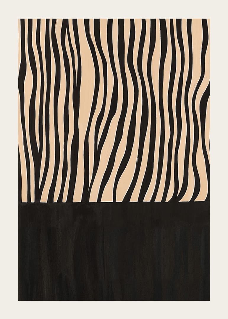 Elegantiškos juodos ir baltos juostelės sukuria hipnotizuojantį ritmą kambaryje-12