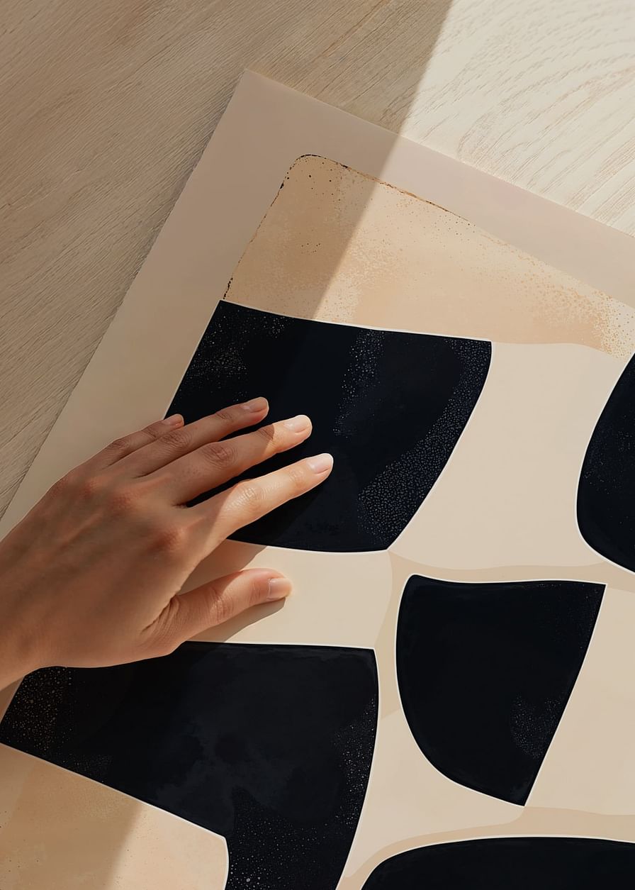 Zwarte en witte geometrische vormen creëren een elegante visuele harmonie-12