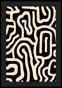 Póster en blanco y negro con líneas sinuosas en un patrón abstracto.-4