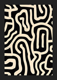 Póster en blanco y negro con líneas sinuosas en un patrón abstracto.-5