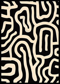 Póster en blanco y negro con líneas sinuosas en un patrón abstracto.-6