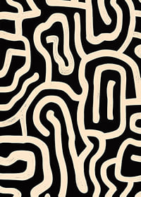 Póster en blanco y negro con líneas sinuosas en un patrón abstracto.-7