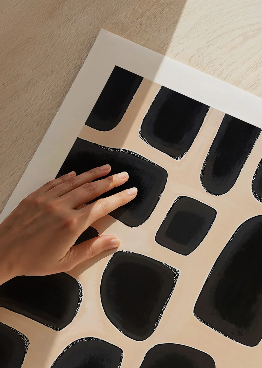 Black shapes arranged on a light background give a stylish elegance-12