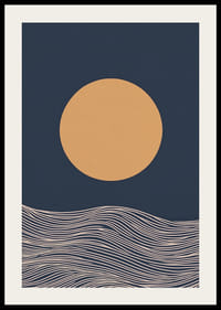 En gyllene sol över abstrakta vågor, lugn och tidlös skönhet-2