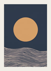 En gyllene sol över abstrakta vågor, lugn och tidlös skönhet-3