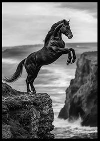 A mighty horse on a cliff in front of stormy waves-6