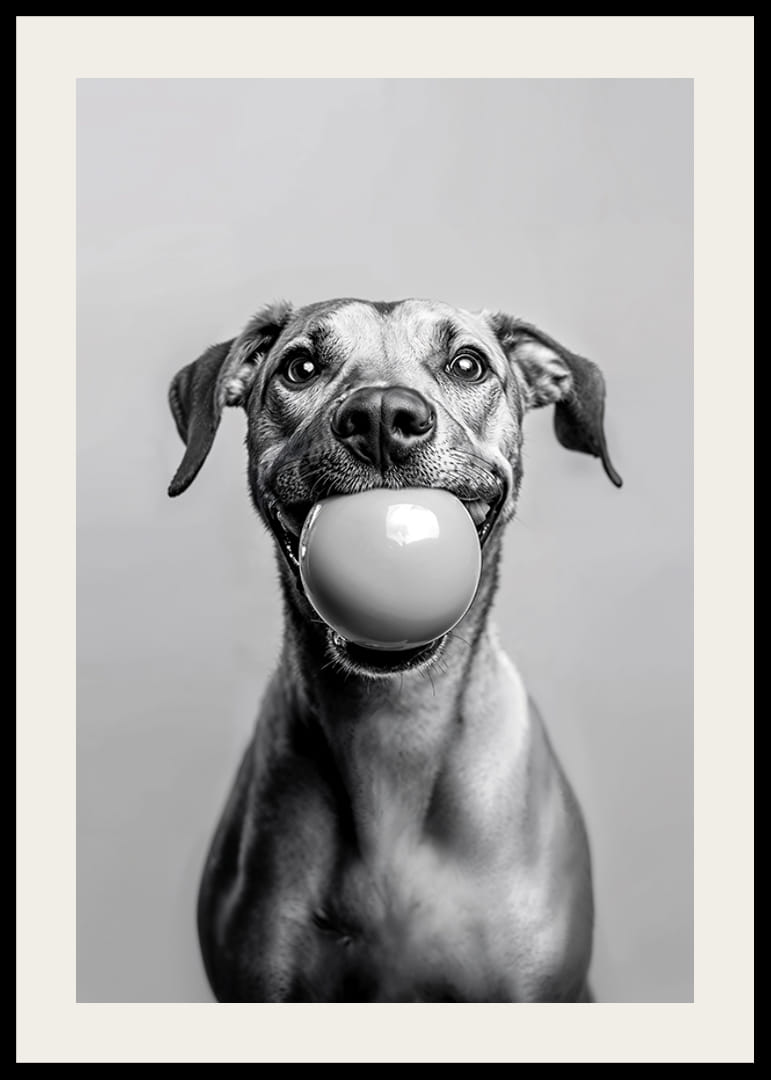 Happy dog ​​with ball in mouth radiating playfulness and joy-12
