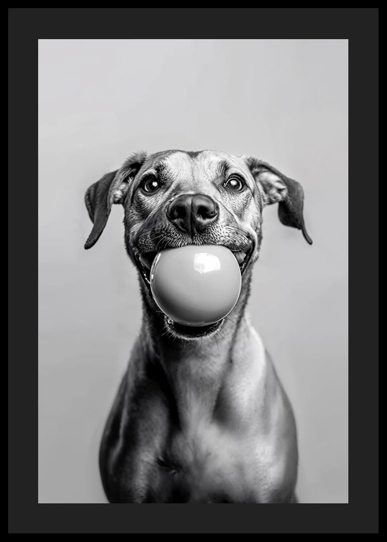 Happy dog ​​with ball in mouth radiating playfulness and joy-12