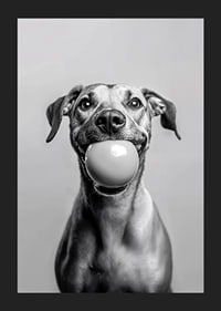 Glad hund med boll i munnen som utstrålar lekfullhet och glädje-5