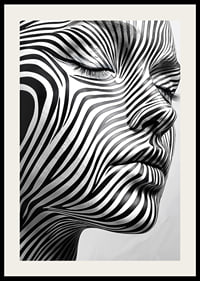 Captivating face with hypnotic lines in black and white-2