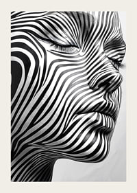 Captivating face with hypnotic lines in black and white-3