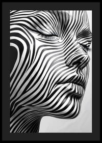 Captivating face with hypnotic lines in black and white-4