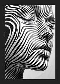 Captivating face with hypnotic lines in black and white-5