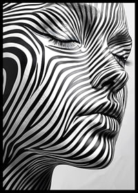 Captivating face with hypnotic lines in black and white-6