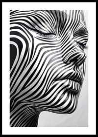 Captivating face with hypnotic lines in black and white-0