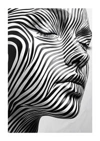 Captivating face with hypnotic lines in black and white-1