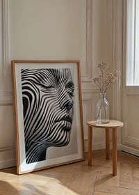 Captivating face with hypnotic lines in black and white-8