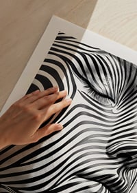 Captivating face with hypnotic lines in black and white-9
