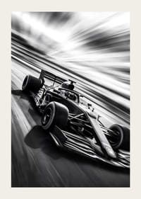 En svartvit racingbil fångar fartens essens-3