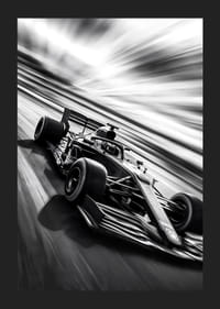 En svartvit racingbil fångar fartens essens-5