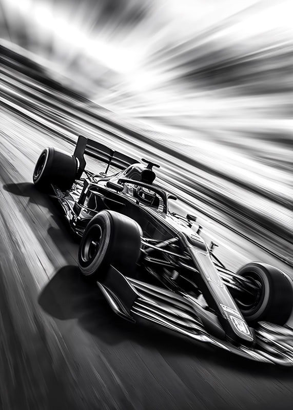 A black and white racing car captures the essence of speed-12