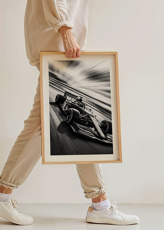 A black and white racing car captures the essence of speed-12