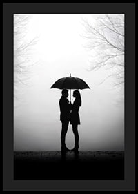Ein romantisches Treffen unter einem Regenschirm in der Silhouette-4
